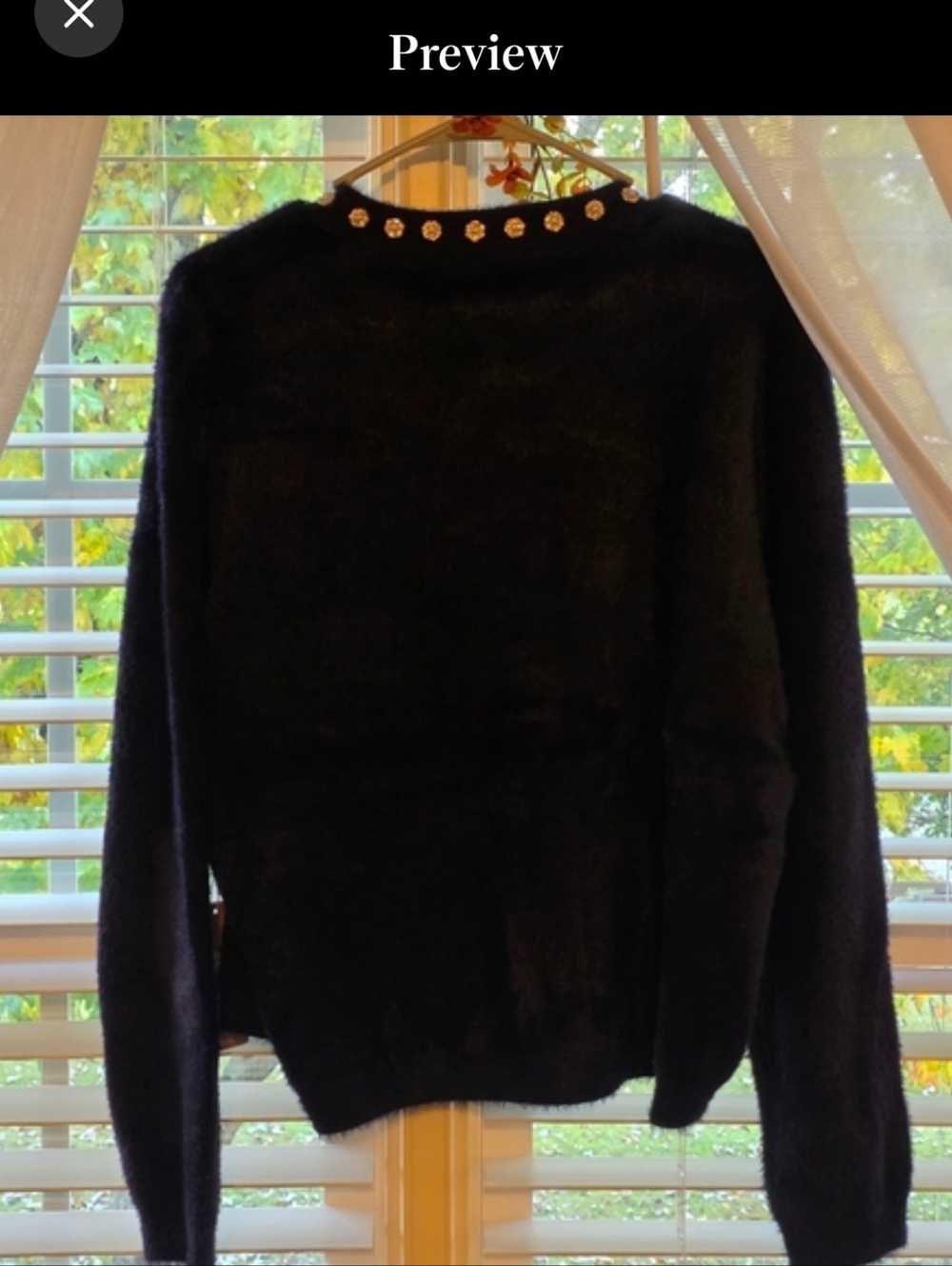 Nwt Cyrus Blue Sweater with Embellished Neckline - Picture 8 of 8